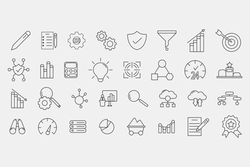 Naklejka premium Data analytics icon set vector icon illustration sign