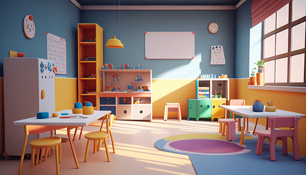 AI generates illustrations kindergarten classroom