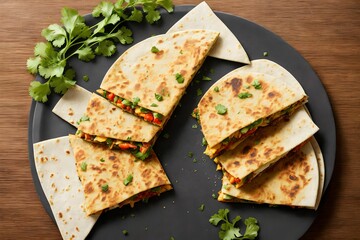 Homemade Vegetarian Quesadilla with Cheese, generative art by A.I.