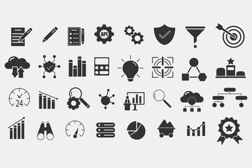 Data analytics icon set vector icon illustration sign