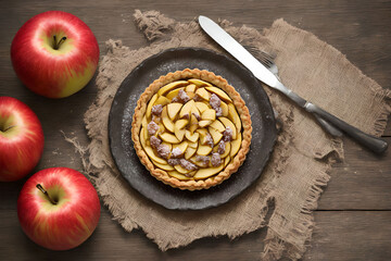 Fototapeta premium close up of homemade apple pie, generative art by A.I.