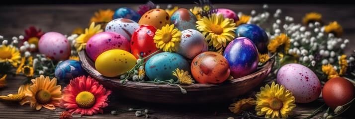 Naklejka premium Spring Blossom: Easter Egg with a Floral Touch. Generative Ai