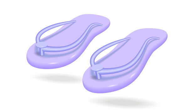 Summer beach sandals or homemade flip-flops on a white background. Isolated.
3d vector illustration, 10 EPS.
