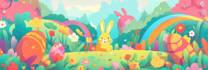 Fototapeta na wymiar Easter Joy: A Vibrant Background for Your Easter Poster. Generative Ai