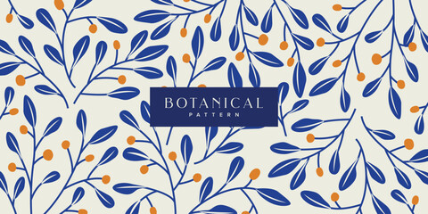 Blue Botanical Pattern Background