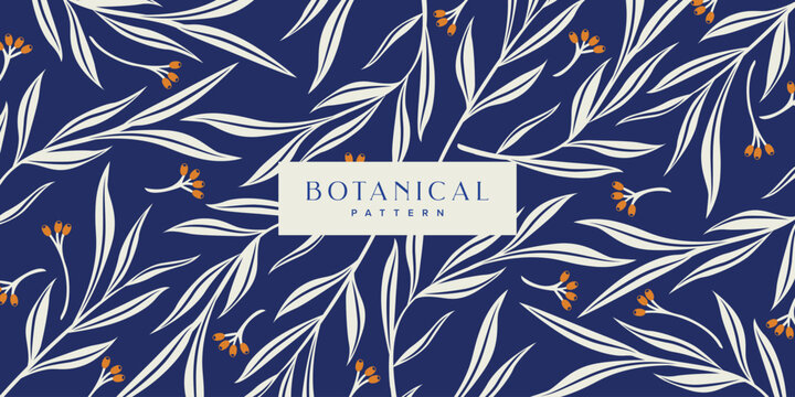 Blue Botanical Pattern Background
