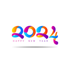 Happy New Year 2024  colorful lettering calligraphy design. 2024 new year vector illustration design