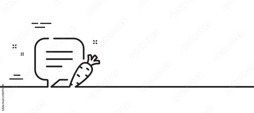 Poster chat bubble line icon. diet speech dialogue box sign. menu message symbol. minimal line illustration