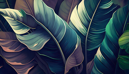 Background of palm leaves. Generative AI.