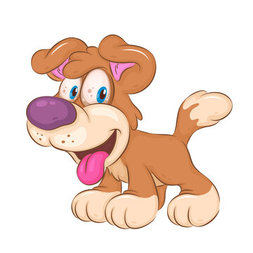 Cute Cartoon Dog. Clipart. Cute cartoon Dog with tongue hanging out. Unique design, Children's mascot.