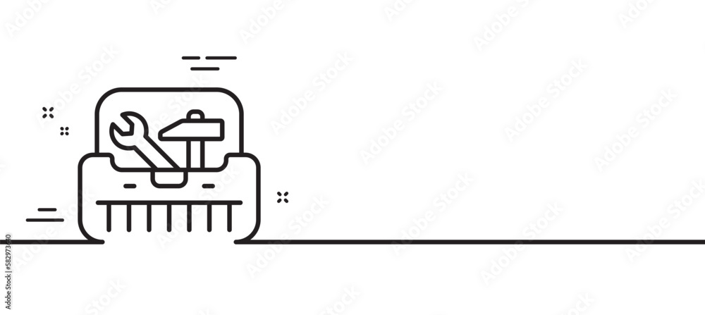 Poster toolbox line icon. repair toolkit sign. tool box with hammer symbol. minimal line illustration backg