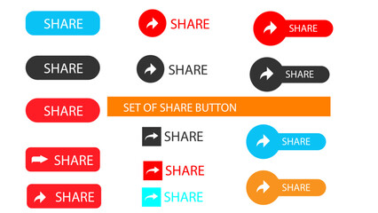 Set of share button icon in a flat design