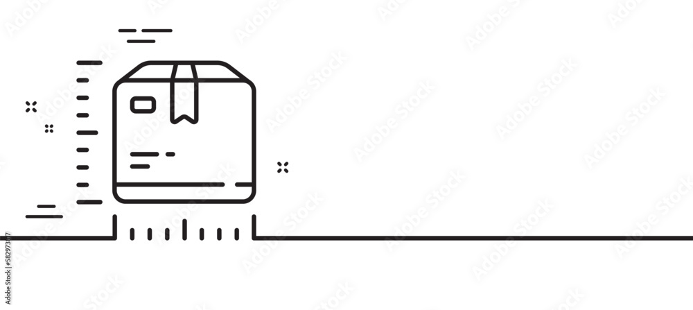 Poster package size line icon. box dimension sign. parcel measurement symbol. minimal line illustration bac
