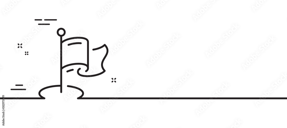 Poster milestone line icon. place pin sign. flag pointer symbol. minimal line illustration background. mile