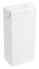 Pack shot carton package of juice with cap isolated on transparent background