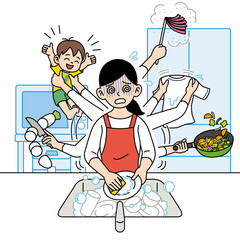 家事育児にてんてこ舞いの主婦