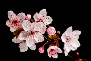Beautiful and cute pink cherry blossoms sakura flowers in Madrid