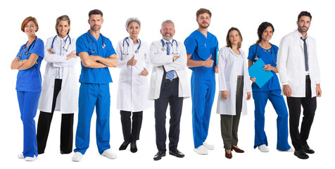 Team of medical workers on white - 582974601