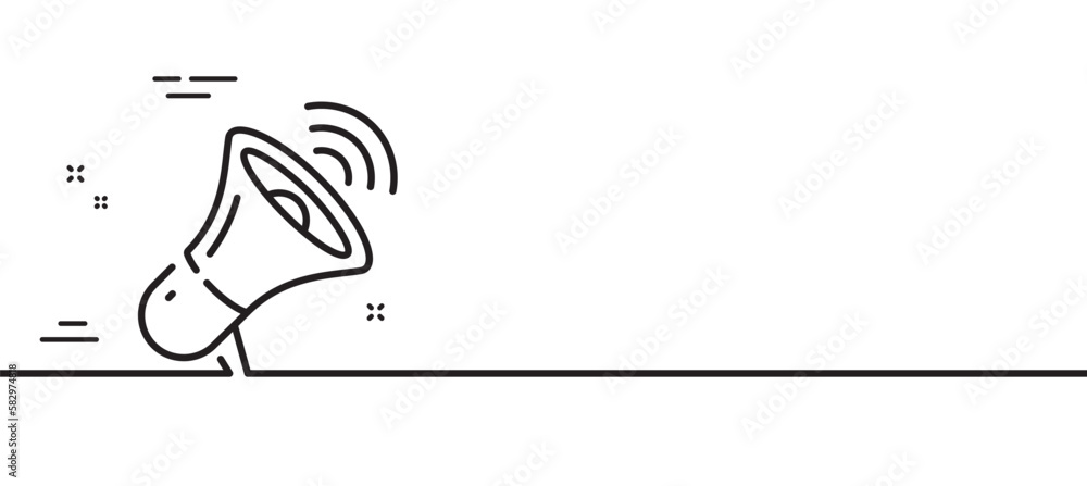 Poster megaphone line icon. offer loudspeaker sign. sale promotion symbol. minimal line illustration backgr