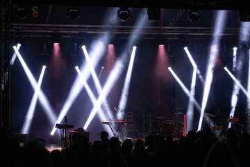 Fototapeta na wymiar Stage lights on a concert or festival.