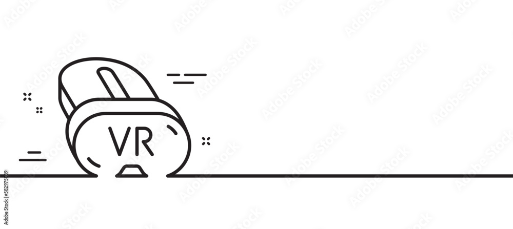 Poster vr line icon. virtual reality sign. ar simulator goggles symbol. minimal line illustration backgroun