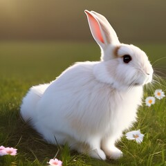white rabbit on green grass