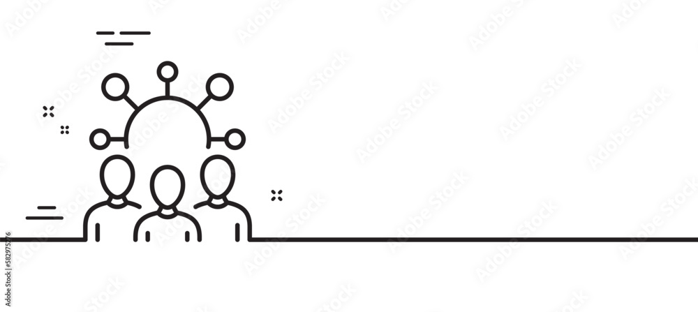 Poster squad line icon. team work sign. community group symbol. minimal line illustration background. squad