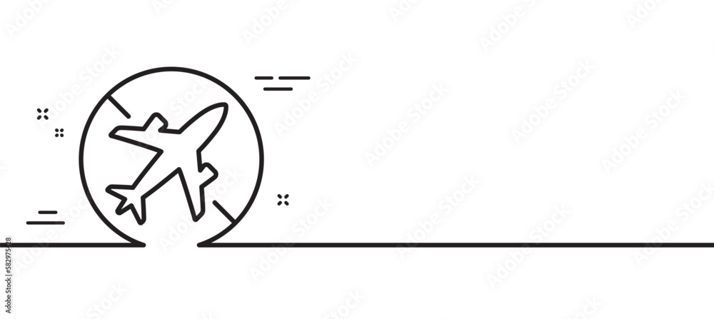 Poster airplane mode line icon. cancel flight sign. turn off mobile in plane symbol. minimal line illustrat