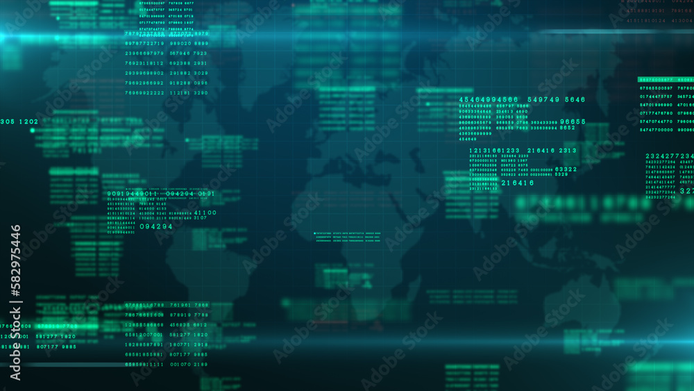 Poster data analysis, and global network connections 3d rendering, technology digital cyberspace with digit