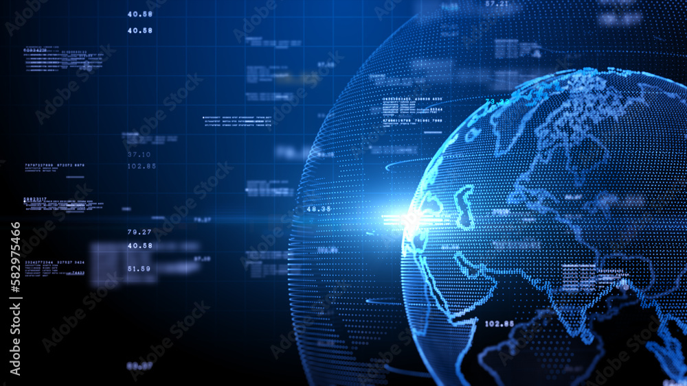 Aufkleber Digital Data Abstract Background with Technology Digital Cyberspace, Data Analysis and Global Network Connections, 3d rendering