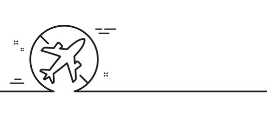 Airplane mode line icon. Cancel flight sign. Turn off mobile in plane symbol. Minimal line illustration background. Airplane mode line icon pattern banner. White web template concept. Vector