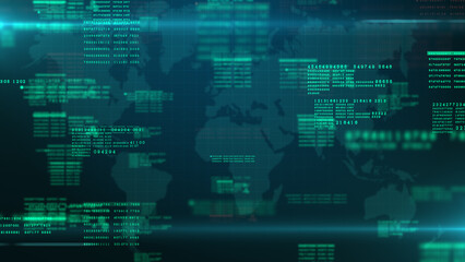 Fototapeta premium Data Analysis, and Global Network Connections 3d rendering, Technology Digital Cyberspace with Digital Data Abstract Background,