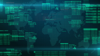 Technology Digital Cyberspace with Digital Data Abstract Background, Data Analysis, and Global Network Connections 3d rendering