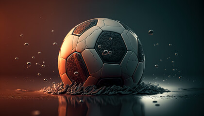 Naklejka premium Creative illustration with soccer ball, generative AI.