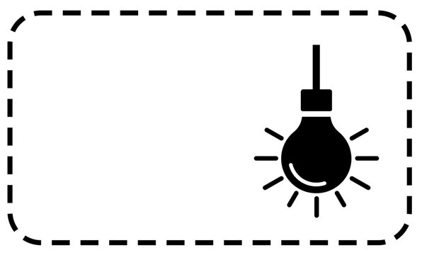 Light bulb black badge with space for text vector icon. Sticker note with lightbulb and dotted line. Simple template vector illustration for innovation and creativity think and problem solving