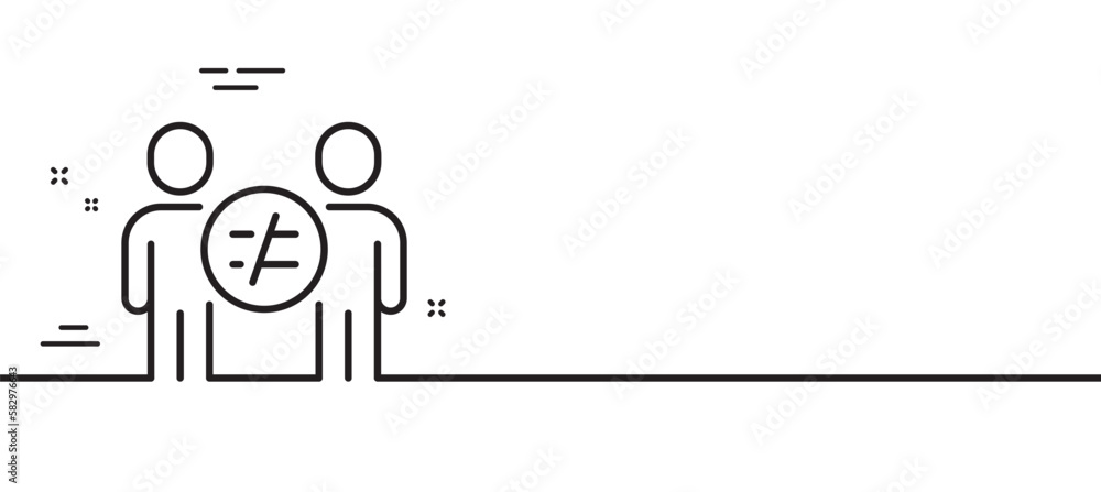 Poster discrimination line icon. gender inequality sign. equality balance symbol. minimal line illustration