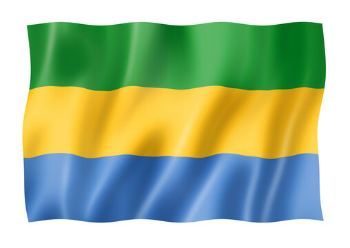 Gabonese flag isolated on white