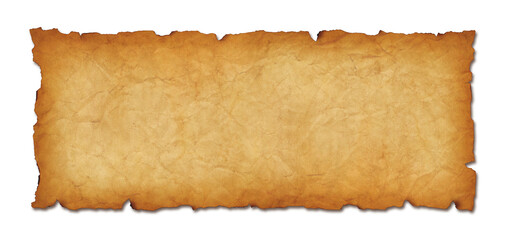 Old paper horizontal banner. Parchment scroll isolated on white with shadow