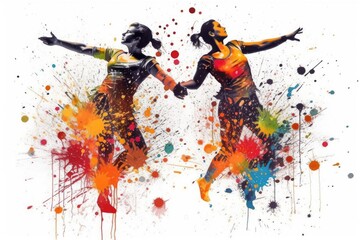 Sizzling Salsa: A Dynamic and Expressive Splatter Art Interpretation of a Professional Dance Couple