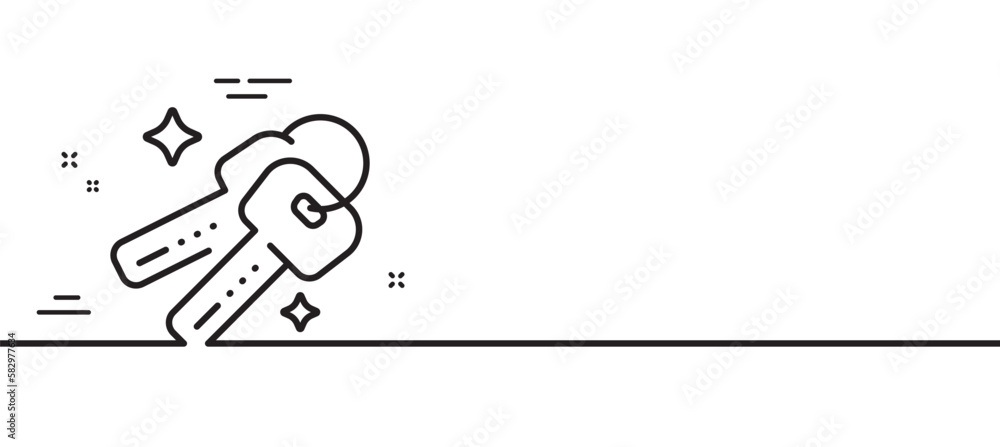 Poster keys line icon. door access lock sign. buy new house symbol. minimal line illustration background. k