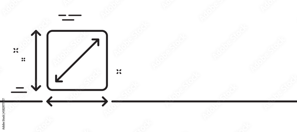 Aufkleber square area line icon. room dimension sign. territory measurement symbol. minimal line illustration 
