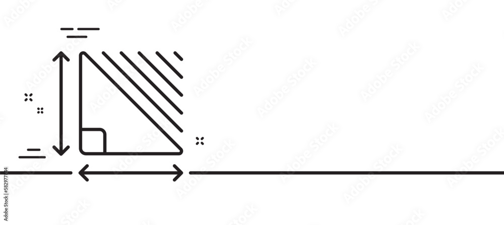 Poster triangle area line icon. plan dimension sign. territory measurement symbol. minimal line illustratio