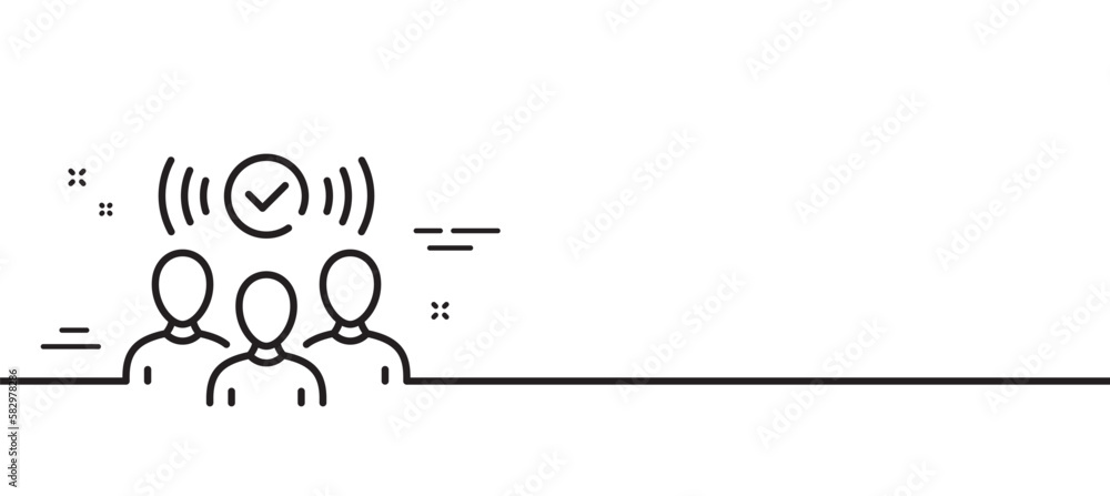 Poster squad line icon. team work sign. community group symbol. minimal line illustration background. squad