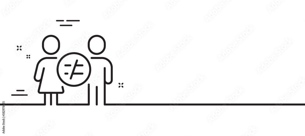 Poster discrimination line icon. gender inequality sign. equality balance symbol. minimal line illustration