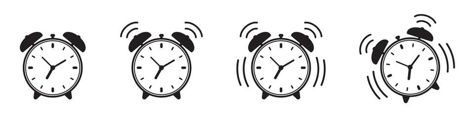 Ringing alarm clock icon. Alarm clock icon, retro alarm clock vector illustration.
