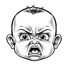 Sketch von wütendem Baby-Gesichtsausdruck, made by AI,Ai-Art