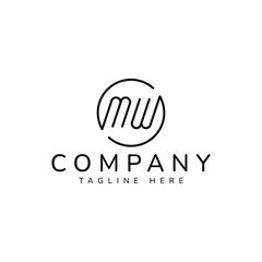 letter MW or WM looping linked circle logo design