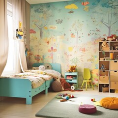 Buntes modernes Kinderzimmer, made by Ai, Ai-Art
