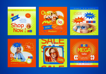 Red Green 90s 6 Fashion Sale Instagram Pack