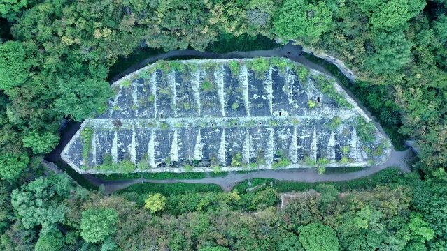 Drone view of Dubensky Tarakanovsky fort - defensive structure, mistic place